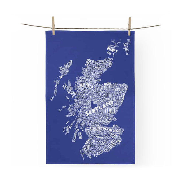 Mapped Out Navy Tea Towel