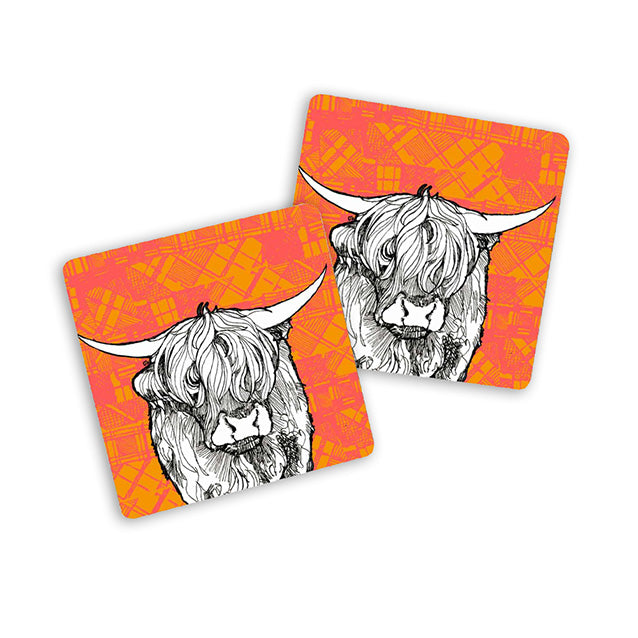 Tartan Cow Coaster